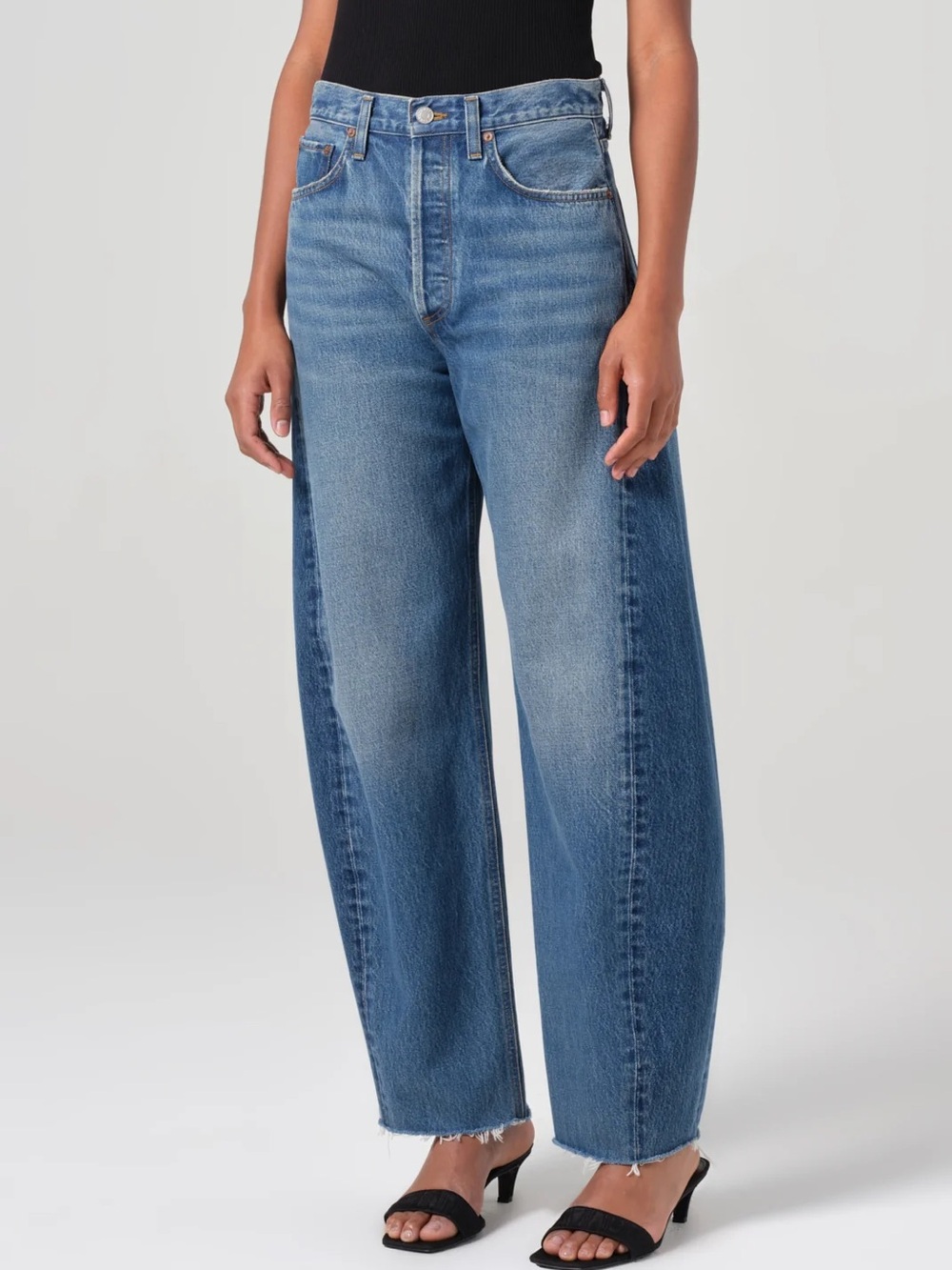 AGOLDE Luna Pieced High Rise Barrel Jeans Split Wash 28 - Picture 2 of 8